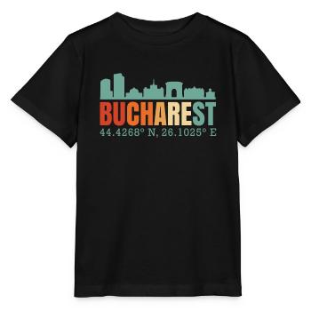 Bukarest Bukarest Rumänien Skyline - Stanley/Stella Kinder T-Shirt MINI CREATOR  - Schwarz - Vorne - Mikhail (115cm)