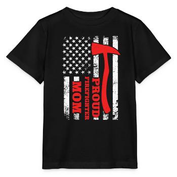 Fière pompière Mama USA Flag Mother Firew - T-shirt bio MINI CREATOR Stanley/Stella Enfant - noir - Devant - Mikhail (115cm)