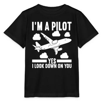 Pilot Airplane - Stanley/Stella MINI CREATOR Kids’ T-Shirt - black - Front - Mikhail (115cm)