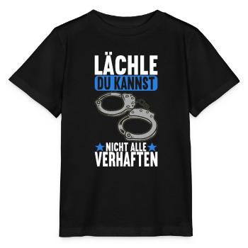 Polizei Polizist - Stanley/Stella Kinder T-Shirt MINI CREATOR  - Schwarz - Vorne - Mikhail (115cm)