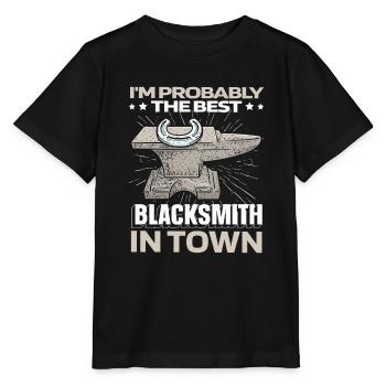 Enclume de forgeron métallurgiste - T-shirt bio MINI CREATOR Stanley/Stella Enfant - noir - Devant - Mikhail (115cm)