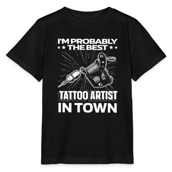 Tätowierer Tattoo Maschine - Stanley/Stella Kinder T-Shirt MINI CREATOR  - Schwarz - Vorne - Mikhail (115cm)