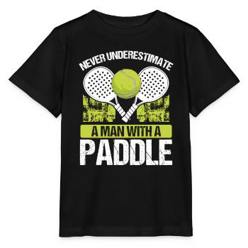 Paddle Tennis Player Match Never underestimate - Stanley/Stella Kinder T-Shirt MINI CREATOR  - Schwarz - Vorne - Mikhail (115cm)