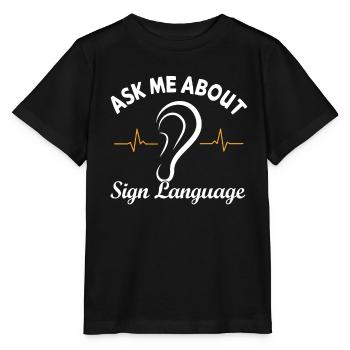 Schwerhörig Gehörlosen Gebärtensprache - Stanley/Stella Kinder T-Shirt MINI CREATOR  - Schwarz - Vorne - Mikhail (115cm)