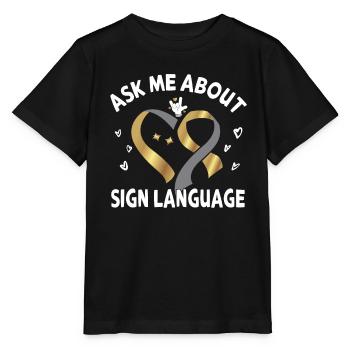 Schwerhörig Gehörlosen Gebärtensprache - Stanley/Stella Kinder T-Shirt MINI CREATOR  - Schwarz - Vorne - Mikhail (115cm)