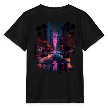 New York Vaporwave Aesthetic Retro Style I Love NY - Stanley/Stella Kinder T-Shirt MINI CREATOR  - Schwarz - Vorne - Mikhail (115cm)