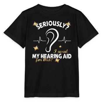 Schwerhörig Gehörlosen Gebärtensprache - Stanley/Stella Kinder T-Shirt MINI CREATOR  - Schwarz - Vorne - Mikhail (115cm)