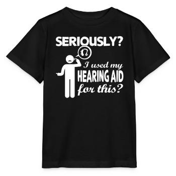 Schwerhörig Gehörlosen Gebärtensprache - Stanley/Stella Kinder T-Shirt MINI CREATOR  - Schwarz - Vorne - Mikhail (115cm)