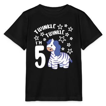 Five 5yr 5th Zebra Birthday Girl 5 Years Old Gift - Stanley/Stella MINI CREATOR Kids’ T-Shirt - black - Front - Mikhail (115cm)