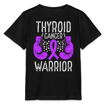 Thyroid Cancer Warrior Awareness Ribbon Gloves - Stanley/Stella MINI CREATOR Kids’ T-Shirt - black - Front - Mikhail (115cm)