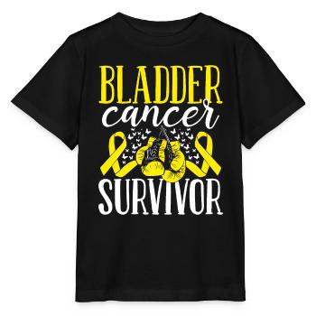 Bladder Cancer Awareness Ribbon Gloves Survivor - Stanley/Stella MINI CREATOR Kids’ T-Shirt - black - Front - Mikhail (115cm)