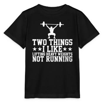 Two Things I Like, Lifting Heavy, Not Running 7 - Stanley/Stella MINI CREATOR Kids’ T-Shirt - black - Front - Mikhail (115cm)