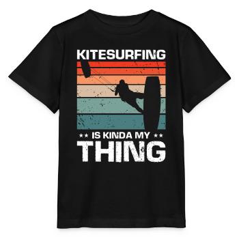 Le kitesurf c'est un peu mon truc Kite Kiteboarder - T-shirt bio MINI CREATOR Stanley/Stella Enfant - noir - Devant - Mikhail (115cm)