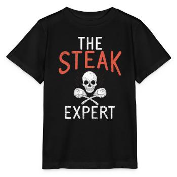 Cadeau de steak amateur de steak - T-shirt bio MINI CREATOR Stanley/Stella Enfant - noir - Devant - Mikhail (115cm)
