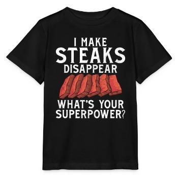 Cadeau de steak amateur de steak - T-shirt bio MINI CREATOR Stanley/Stella Enfant - noir - Devant - Mikhail (115cm)
