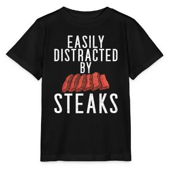 Cadeau de steak amateur de steak - T-shirt bio MINI CREATOR Stanley/Stella Enfant - noir - Devant - Mikhail (115cm)