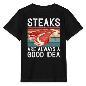Cadeau de steak amateur de steak - T-shirt bio MINI CREATOR Stanley/Stella Enfant - noir - Devant - Mikhail (115cm)