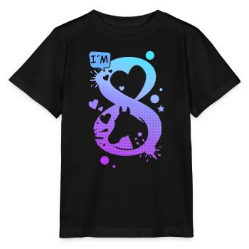 8. Geburtstag Pferde 8 Jahre Mädchen Reiterin - Stanley/Stella Kinder T-Shirt MINI CREATOR  - Schwarz - Vorne - Mikhail (115cm)