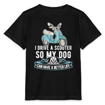 Motorroller Hund - Stanley/Stella Kinder T-Shirt MINI CREATOR  - Schwarz - Vorne - Mikhail (115cm)