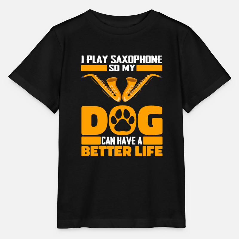 Saxophone Saxophone Chien - T-shirt bio MINI CREATOR Stanley/Stella Enfant - noir