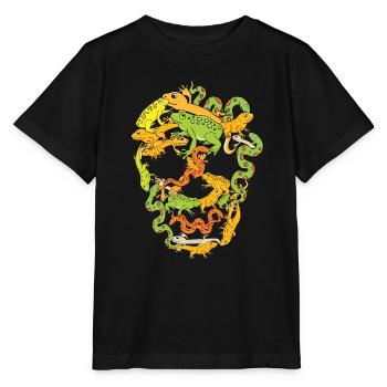 Frosch Schlange Gekko Amphibien Lurch - Stanley/Stella Kinder T-Shirt MINI CREATOR  - Schwarz - Vorne - Mikhail (115cm)