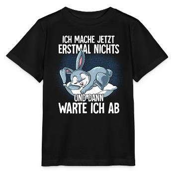 Langschläfer Hase Müde Schlaf - Stanley/Stella Kinder T-Shirt MINI CREATOR  - Schwarz - Vorne - Mikhail (115cm)