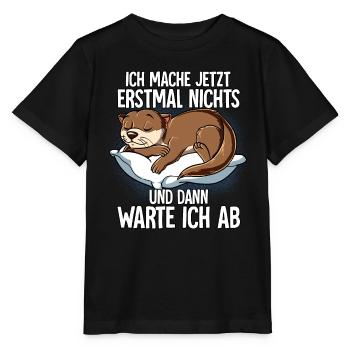 Langschläfer Otter Müde Schlaf - Stanley/Stella Kinder T-Shirt MINI CREATOR  - Schwarz - Vorne - Mikhail (115cm)