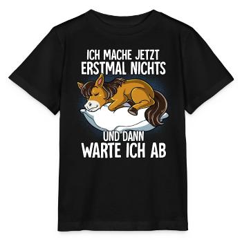 Langschläfer Pferd Müde Schlaf - Stanley/Stella Kinder T-Shirt MINI CREATOR  - Schwarz - Vorne - Mikhail (115cm)