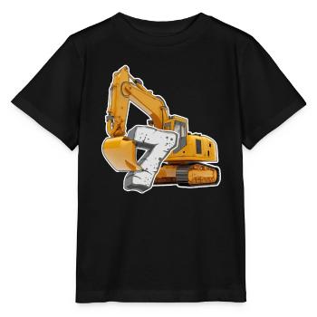I am 7 excavators 7th birthday 7 year construction worker - Stanley/Stella MINI CREATOR Kids’ T-Shirt - black - Front - Mikhail (115cm)