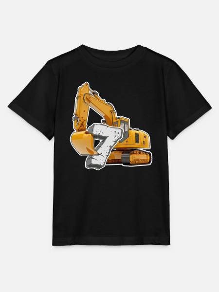 Ich bin 7 Bagger 7. Geburtstag 7 Jahr Bauarbeiter - Stanley/Stella Kinder T-Shirt MINI CREATOR  - Schwarz