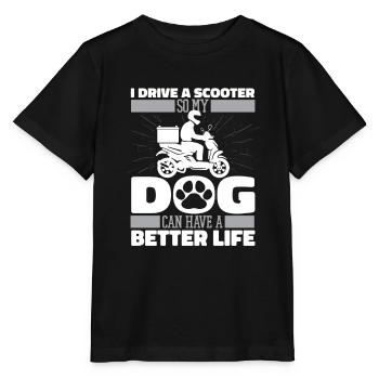 Motorroller Hund - Stanley/Stella Kinder T-Shirt MINI CREATOR  - Schwarz - Vorne - Mikhail (115cm)