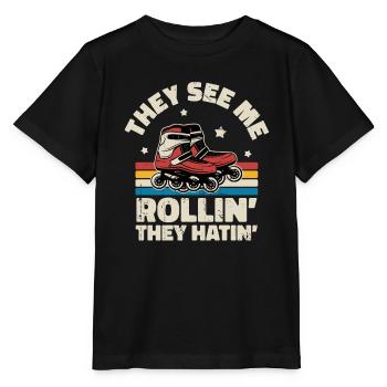 Inline Skating Inline Skating Gift - Stanley/Stella MINI CREATOR Kids’ T-Shirt - black - Front - Mikhail (115cm)
