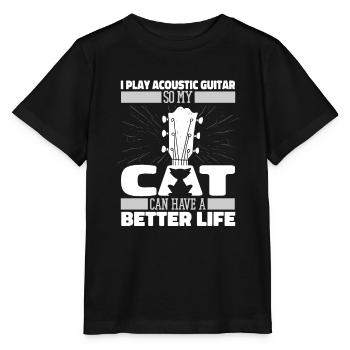 Guitare acoustique Cat - T-shirt bio MINI CREATOR Stanley/Stella Enfant - noir - Devant - Mikhail (115cm)