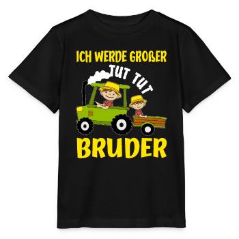 Großer Bruder Bauern Brüder Ankündigung Idee - Stanley/Stella Kinder T-Shirt MINI CREATOR  - Schwarz - Vorne - Mikhail (115cm)