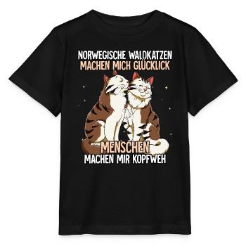 Norwegische Waldkatzen - Stanley/Stella Kinder T-Shirt MINI CREATOR  - Schwarz - Vorne - Mikhail (115cm)
