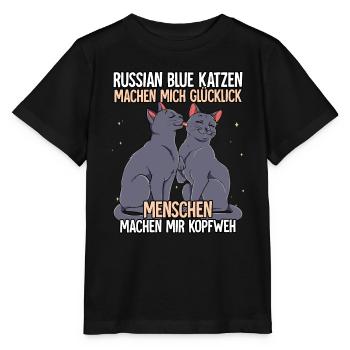 Russisch Blau Katzen - Stanley/Stella Kinder T-Shirt MINI CREATOR  - Schwarz - Vorne - Mikhail (115cm)