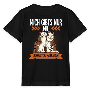 Norwegische Waldkatze - Stanley/Stella Kinder T-Shirt MINI CREATOR  - Schwarz - Vorne - Mikhail (115cm)