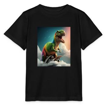 Drôle de dessin animé Loutres Loutre Chevauchant Dinosaure Vert - T-shirt bio MINI CREATOR Stanley/Stella Enfant - noir - Devant - Mikhail (115cm)