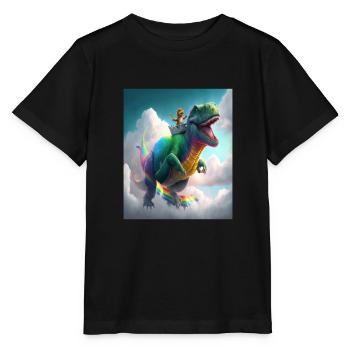 Drôle de dessin animé Loutres Loutre Chevauchant Dinosaure Vert - T-shirt bio MINI CREATOR Stanley/Stella Enfant - noir - Devant - Mikhail (115cm)