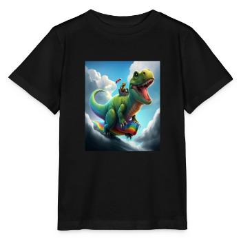 Drôle de dessin animé Loutres Loutre Chevauchant Dinosaure Vert - T-shirt bio MINI CREATOR Stanley/Stella Enfant - noir - Devant - Mikhail (115cm)