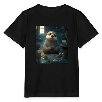 Self Conscious Worried Otter Funny Sea Otter Puns - Stanley/Stella MINI CREATOR Kids’ T-Shirt - black - Front - Mikhail (115cm)