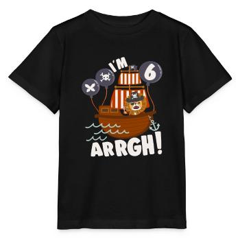 Birthday Pirate 6 Years Old Bday Party Gift Idea - Stanley/Stella MINI CREATOR Kids’ T-Shirt - black - Front - Mikhail (115cm)