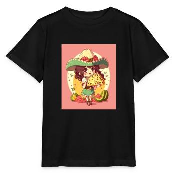 Anime Girl Wearing Sombrero Anime Girl Wearing - Stanley/Stella MINI CREATOR Kids’ T-Shirt - black - Front - Mikhail (115cm)