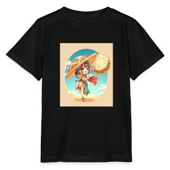 Anime Girl Wearing Sombrero Anime Girl Wearing - Stanley/Stella MINI CREATOR Kids’ T-Shirt - black - Front - Mikhail (115cm)