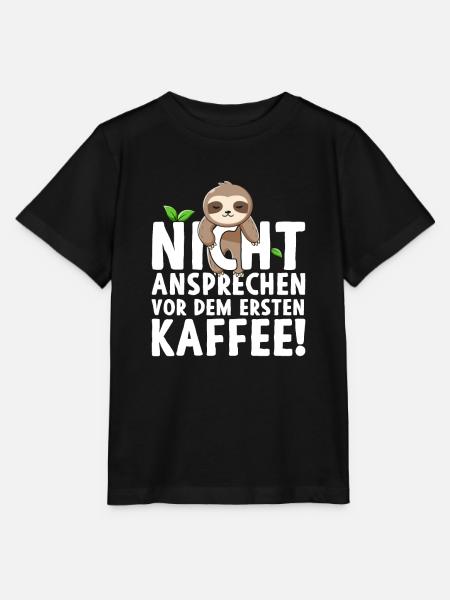Faultier Nicht Ansprechen Vor Dem Ersten Kaffee - Stanley/Stella Kinder T-Shirt MINI CREATOR - Schwarz