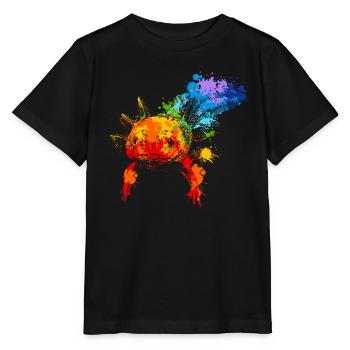 Peinture au pistolet Axolotl Colorful Axolotl - T-shirt bio MINI CREATOR Stanley/Stella Enfant - noir - Devant - Mikhail (115cm)