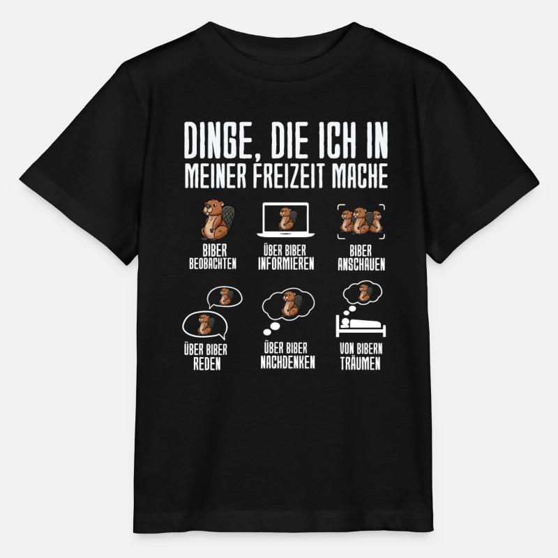 Dinge Die Ich In Meiner Freizeit Mache Biber - Stanley/Stella Kinder T-Shirt MINI CREATOR - Schwarz