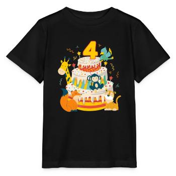4th Birthday Cake Animals Party Gift 4 Years Old - Stanley/Stella Kinder T-Shirt MINI CREATOR  - Schwarz - Vorne - Mikhail (115cm)