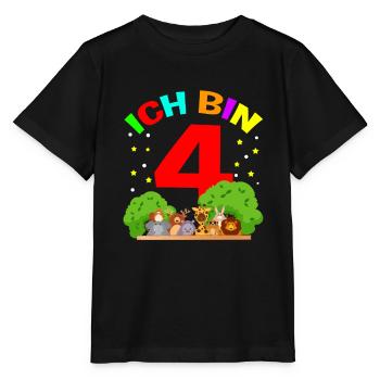 Ich bin 4 - Tiere Farm Zoo Geburtstgskind Geschenk - Stanley/Stella Kinder T-Shirt MINI CREATOR  - Schwarz - Vorne - Mikhail (115cm)