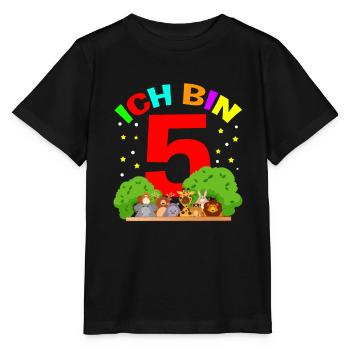 Ich bin 5 - Tiere Farm Zoo Geburtstgskind Geschenk - Stanley/Stella Kinder T-Shirt MINI CREATOR  - Schwarz - Vorne - Mikhail (115cm)
